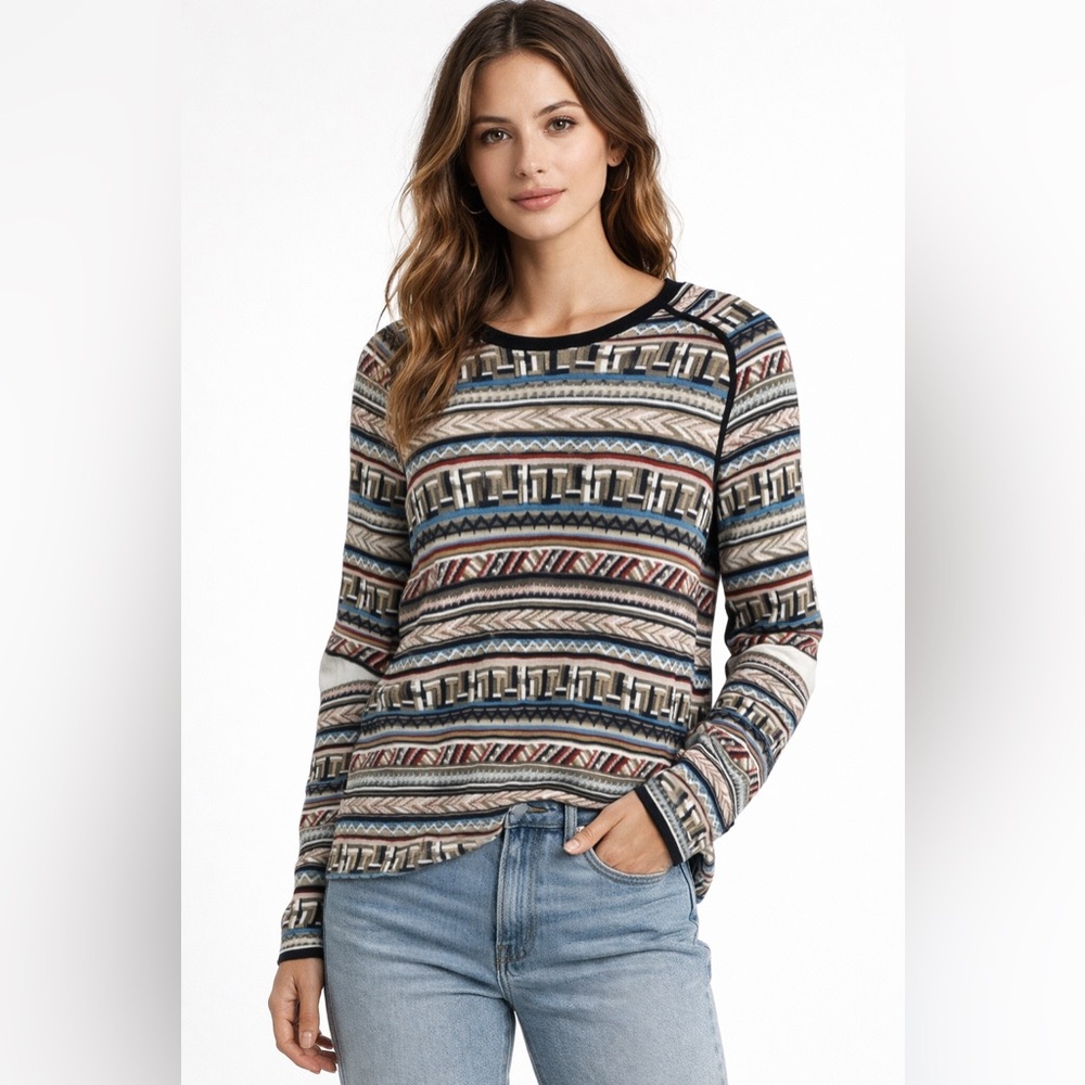 Aldo Martins Knit Sweater Women's Small Medium Stretch Boho Geometric Patterned